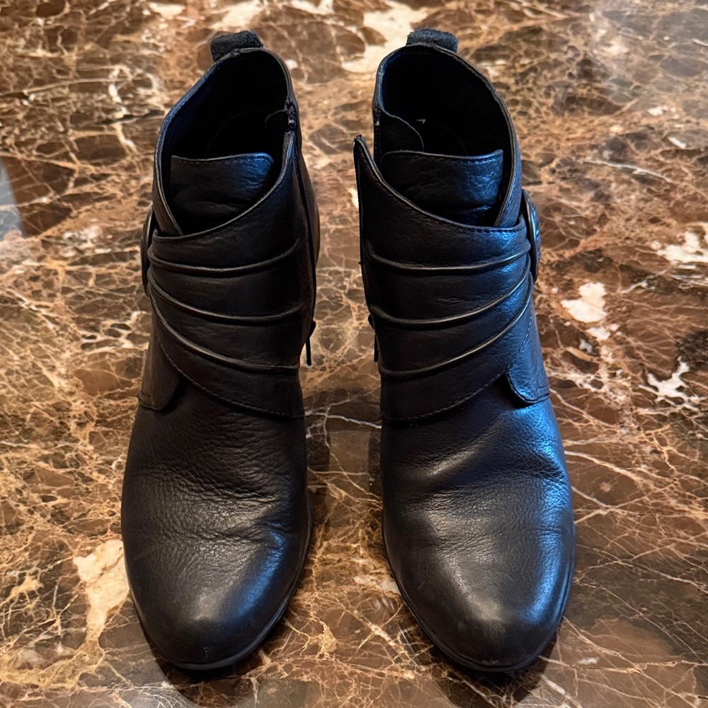 Born Black Leather Ankle Booties